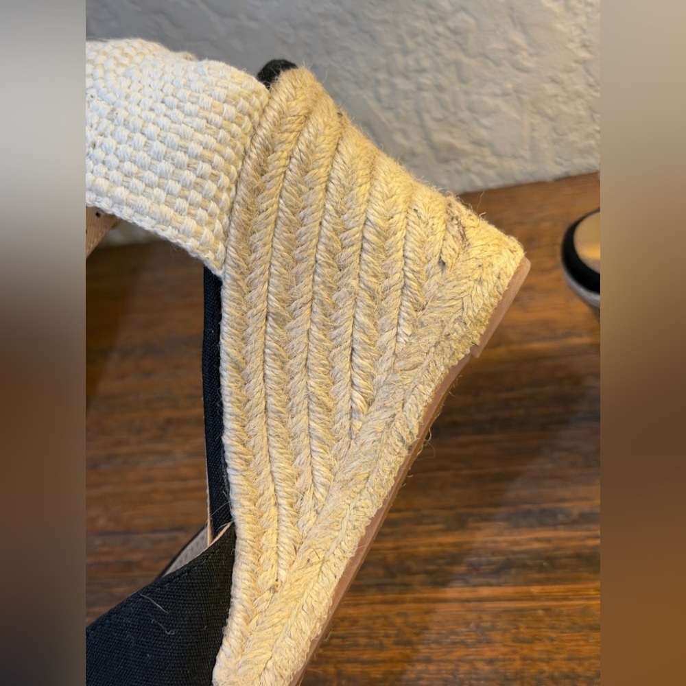 J. Crew Black Canvas Espadrille Wedge Ankle-Strap Sandals - Picture 10 of 16
